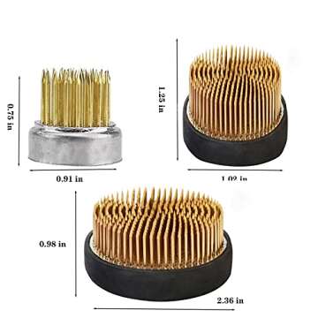 Ikebana Stem Holder, 3 Pieces Flower Frog Kenzan Fixed Tools Flower Holder Floral Arrangement Pin for Flower Arrangement Vase, Fixation and Decoration (Gold, 0.91 Inch, 1.02 Inch, 2.36 Inch)