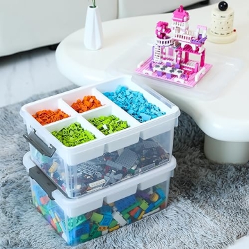 Citylife 17 QT Plastic Storage Box with Removable Tray Craft Organizers and Storage Clear Storage Co...
