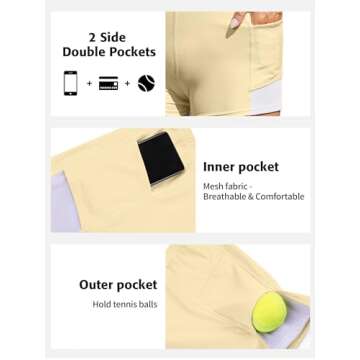 ATTRACO Women Golf Tennis Outfits with Separate Shorts Activewear Pickleball Dress Workout Dress M Yellow