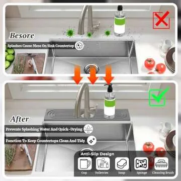 15.7In Stone Faucet Mat for Kitchen Sink Splash Guard, Diatomite Stone Drying Mat Water Absorbing Stone Tray Faucet Guard & Draining Mat for Counter (Fast Drying)