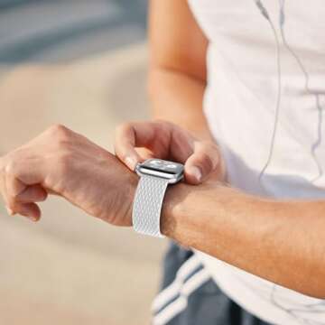 Silicone Braided Solo Loop Compatible with Apple Watch - Lightweight and Comfortable