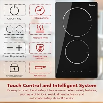 GIONIEN 2 Burner 12" Electric Cooktop for Compact Spaces