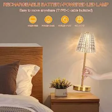 Touch Table Lamp with 3 Modes for Rechargeable Lighting