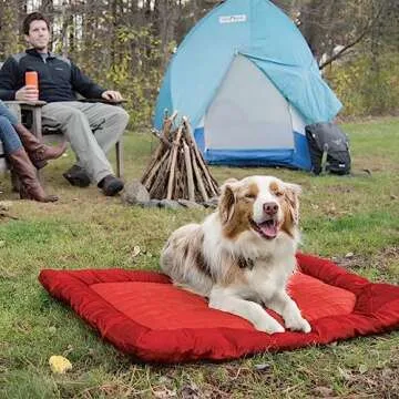 Kurgo Waterproof Dog Bed, Outdoor Bed for Dogs |Portable Bed Roll for Pets, Travel |Hiking, Camping, Wander Loft Dog Bed |Chili Red (Medium)
