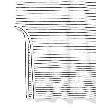 Daily Ritual Women's Long-Sleeve Crewneck Sweatshirt with Side Cutouts, Black White Pinstripe, Large