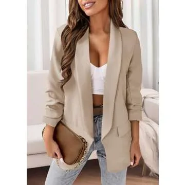 KIRUNDO Womens Fall Fashion 2025 Casual Blazers Long Sleeve Open Front Work Suit Office Blazer Jacke...