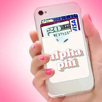 Sorority Shop Alpha Phi Koala Pouch - Retro Design Card Holder for Phone Case- Phone Wallet Stick On - Ultra-Thin and Lightweight Phone Case Wallet - Holds Cards and Cash