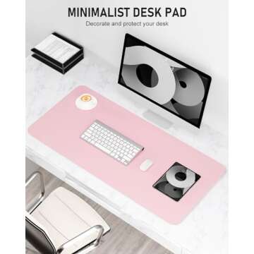 Niniubye Desk Pad, 23.6" x 13.8" PU Leather Non-Slip Desk Mat Large Mouse Pad for Desktop, Waterproo...
