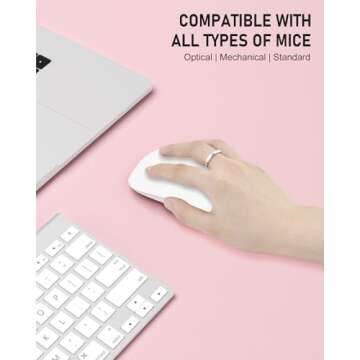 Niniubye Desk Pad, 23.6" x 13.8" PU Leather Non-Slip Desk Mat Large Mouse Pad for Desktop, Waterproof Laptop Computer Writing Mat for Office, Home, Work, Gaming, Light Pink