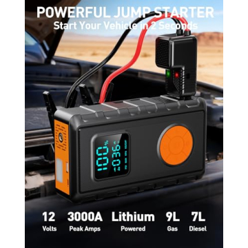 Jump Starter with Air Compressor, Portable Car Jump Starter and Tire Inflator 12V for Men