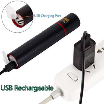 Alonefire SV16 5W Small UV Flashlight 365nm USB Rechargeable Portable Ultraviolet Black Light Mini Stain Minerals Money Pet Urine Detector with Power Outlet, Built-in High-Capacity Battery