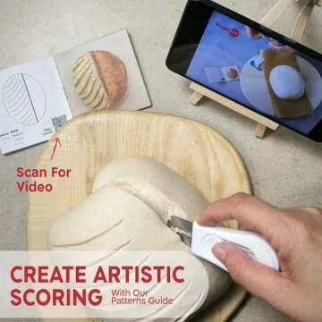 KneadAce Upgraded Extractable & Magnetic Bread Lame Dough Scoring Tool - Professional Sourdough scoring tool for Sourdough Bread baking & Bread Making Tools - Scoring Patterns booklet & 5 Razor Blades