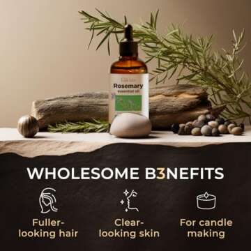 Gya Labs Rosemary Essential Oil - Huge 4 Fl Oz - 100% Pure Natural Rosemary Oil for Hair, Skin & Scalp, Rosemary Essential Oil for Diffuser, Aromatherapy & Candle Making Scent