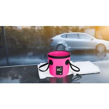 BANCHELLE Collapsible Bucket Water Container Portable Folding Camp Wash Basin for Outdoor Traveling Hiking Fishing Car Washing Gardening Camping (Pink, 20L)