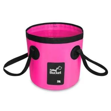 BANCHELLE Collapsible Bucket Water Container Portable Folding Camp Wash Basin for Outdoor Traveling Hiking Fishing Car Washing Gardening Camping (Pink, 20L)
