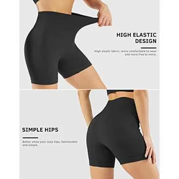 Women’s Workout Running Shorts High Waist Tummy Control Athletic Gym Yoga Lounge Shorts (N08M-HeiKaJu)