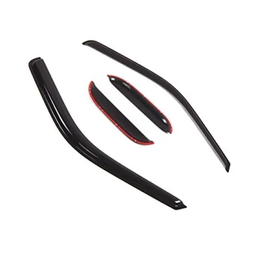 Tuningpros WD2-477 Dark Smoke 4 Pcs Set Window Visor (Outside Mount) Deflector Rain Guard Compatible...