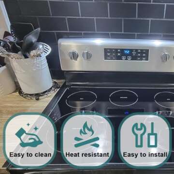 FLSEPAMB Stove Gap Covers Stainless Steel, Stove Counter Gap Cover Heat Resistant & Easy to Clean Stove Gap Filler, Gaps Between Counter for Stove Countertop, Length 13.8" to 27.6", Black (2 PCS)