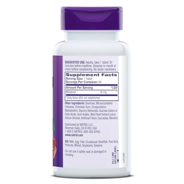 Natrol Fast Dissolve Melatonin 10 mg, Melatonin Supplements for Restful Sleep, Sleep Support for Adults, 60 Strawberry-Flavored Melatonin Tablets, Up to a 60 Day Supply