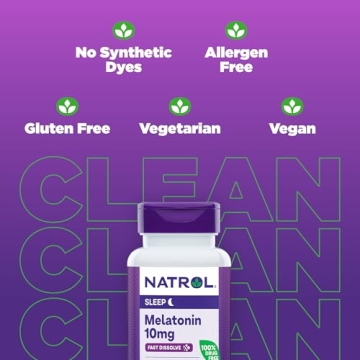 Natrol Fast Dissolve Melatonin 10 mg, Melatonin Supplements for Restful Sleep, Sleep Support for Adults, 60 Strawberry-Flavored Melatonin Tablets, Up to a 60 Day Supply
