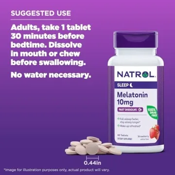 Natrol Fast Dissolve Melatonin 10 mg, Melatonin Supplements for Restful Sleep, Sleep Support for Adults, 60 Strawberry-Flavored Melatonin Tablets, Up to a 60 Day Supply