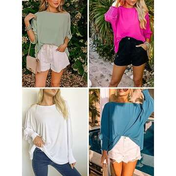 Sucolan Women Oversized T-Shirt Basic Tees Plus Size Tops Loose Fit Long Length Sleeve Top Gym Baggy Shirt for Summer Trendy Rose Pink