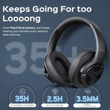TREBLAB Z2 Active Noise Cancelling Headphones for Gym