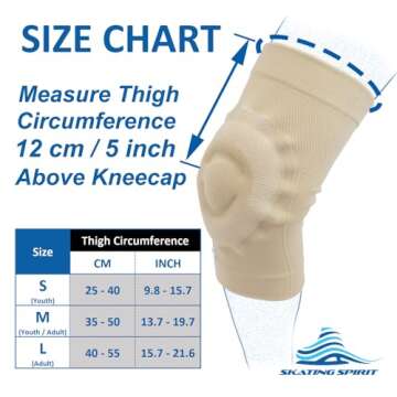 SKATINGSPIRIT Gel Knee Pads (1 Pair), Cushion and Support Knee Cap for Dancing Figure Skating Gymnas...