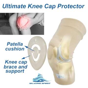 SKATINGSPIRIT Gel Knee Pads (1 Pair), Cushion and Support Knee Cap for Dancing Figure Skating Gymnastic, Youth and Adult (Black Medium)