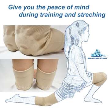 SKATINGSPIRIT Gel Knee Pads (1 Pair), Cushion and Support Knee Cap for Dancing Figure Skating Gymnastic, Youth and Adult (Black Medium)