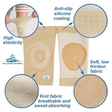 SKATINGSPIRIT Gel Knee Pads (1 Pair), Cushion and Support Knee Cap for Dancing Figure Skating Gymnastic, Youth and Adult (Black Medium)