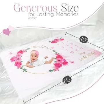 Spurtsmart Baby Girl Milestone Blanket, Baby Monthly Milestone Blanket Girl Floral, Personalized Blankets, Months Baby Milestone Girls, New Baby Gifts Sets, Month to Month-Growth, Newborn Essentials