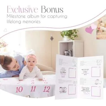 Spurtsmart Baby Girl Milestone Blanket, Baby Monthly Milestone Blanket Girl Floral, Personalized Blankets, Months Baby Milestone Girls, New Baby Gifts Sets, Month to Month-Growth, Newborn Essentials