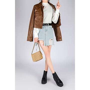 Earnda Women's Leather Belt Fashion Soft Faux Leather Waist Belts For Jeans Dress Black X-Small