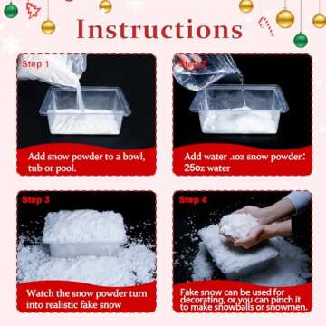 RGQSUN 19 Ounces Instant Snow Powder Artificial Instant Snow,Fluffy Fake Snow Decoration Snow Sensory Play for Cloud Slime,Snowball Fights,Christmas Decor,DIY,Crafts,Photography