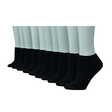 Hanes Women's No Show Socks 10 Pack in Black