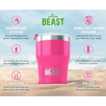 Beast 10 oz Tumbler Stainless Steel Vacuum Insulated Coffee Ice Cup Double Wall Travel Flask (Cupcak...