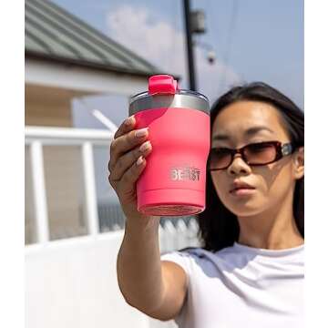 Beast 10 oz Tumbler Stainless Steel Vacuum Insulated Coffee Ice Cup Double Wall Travel Flask (Cupcake Pink)