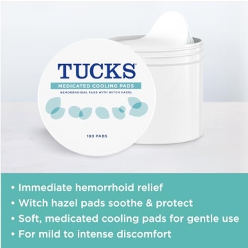 TUCKS Medicated Cooling Pads Witch Hazel Relief 100 Count
