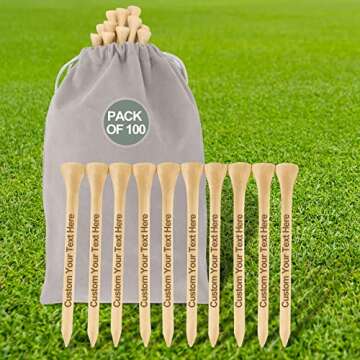 50-500 PCS Personalized Golf Tees in A Pouch, Custom Golf Tees Bulk with Your Name, Text, Logo, Wood...