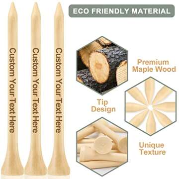 50-500 PCS Personalized Golf Tees in A Pouch, Custom Golf Tees Bulk with Your Name, Text, Logo, Wood Golf Tees 3 1/4" Inch Size, Personalized Golf Gift, and Party Favors