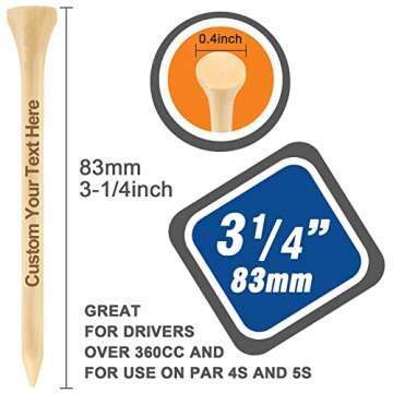 50-500 PCS Personalized Golf Tees in A Pouch, Custom Golf Tees Bulk with Your Name, Text, Logo, Wood Golf Tees 3 1/4" Inch Size, Personalized Golf Gift, and Party Favors