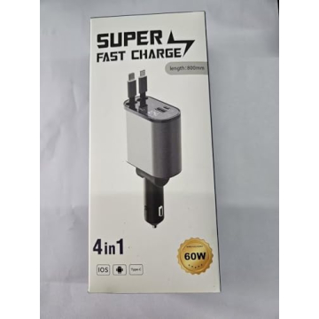 COCIVIVRE Retractable 4-in-1 Fast Charging Car Charger