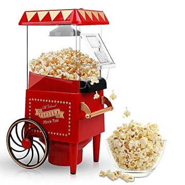 AiKanbo small Popcorn Machine, Healthy Oil-Free Hot Air Popcorn Maker, vintage tabletop popcorn make...