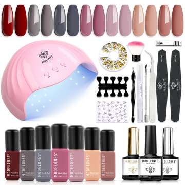 Modelones Gel Nail Polish Kit - 7 Nude Colors & Tools