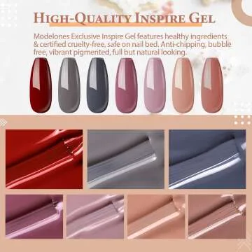 Modelones Gel Nail Polish Kit - 7 Nude Colors & Tools