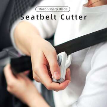 SINSEN Car Safety Hammer, 2-Pack Window Glass Breaker & Seatbelt Cutter, Emergency Keychain, Automotive Escape Kit and Survival Tool for Land/Underwater, Black