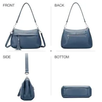Over Earth Genuine Leather Handbags for Women Crossbody Bag Ladies Shoulder Hobo Purse Small(O111-2E Indigo Blue)