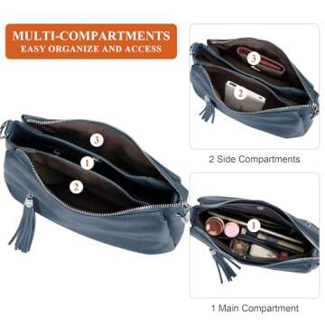 Over Earth Genuine Leather Handbags for Women Crossbody Bag Ladies Shoulder Hobo Purse Small(O111-2E Indigo Blue)