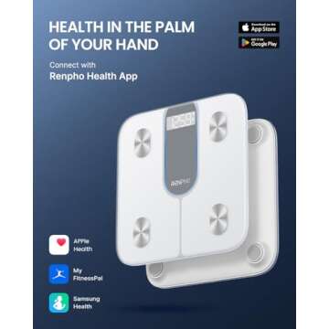RENPHO Smart Scale for Body Weight 440lb, FSA HSA Eligible, Digital Bathroom Scale for Body Fat, Bluetooth Accurate Body Composition Weighing Machine with App, Elis 1C